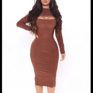 NWT Fashion Nova Need You Midi Dress - Chocolate